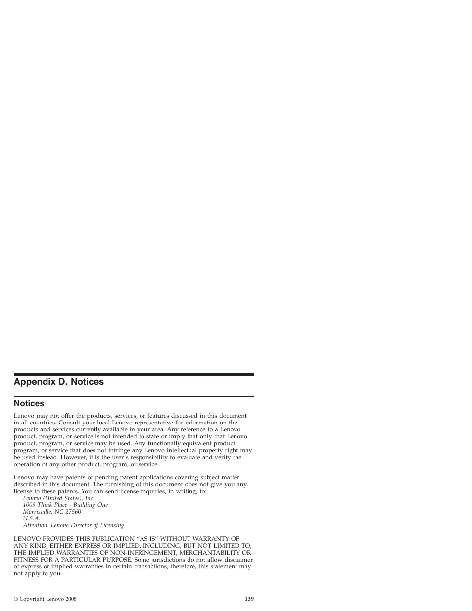Appendix d. notices, Notices, Appendix | Lenovo IdeaPad S9e -FR User Manual | Page 147 / 176