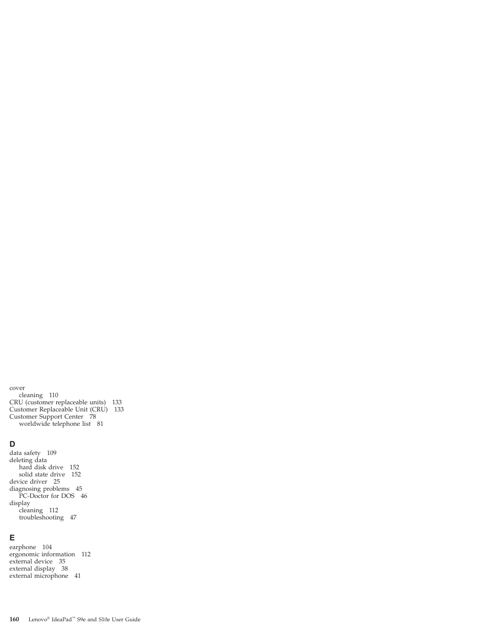 Lenovo IdeaPad S9e -FR User Manual | Page 168 / 176