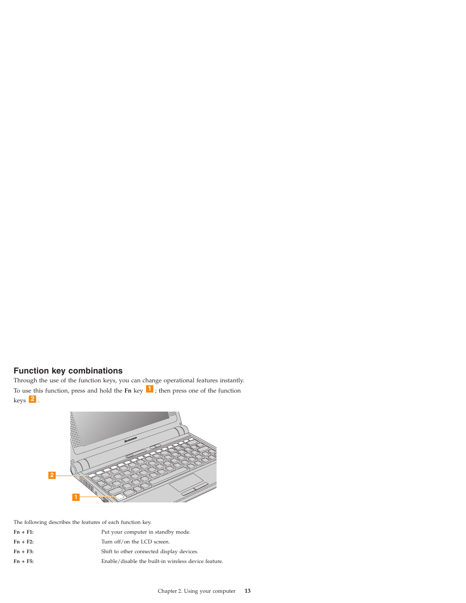 Function key combinations, Function, Combinations | Lenovo IdeaPad S9e -FR User Manual | Page 21 / 176