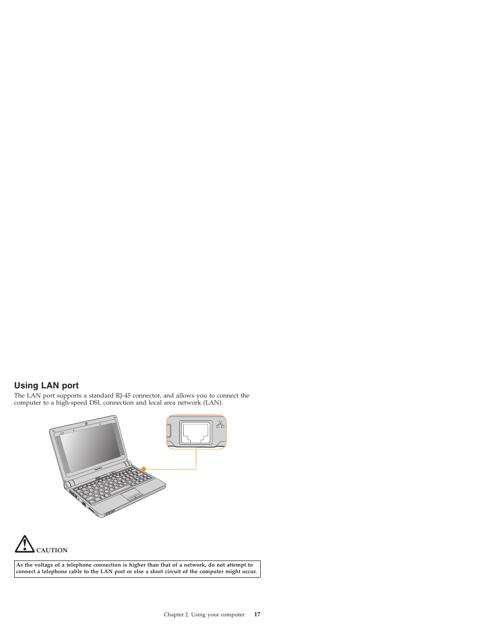 Using lan port, Using, Port | Lenovo IdeaPad S9e -FR User Manual | Page 25 / 176