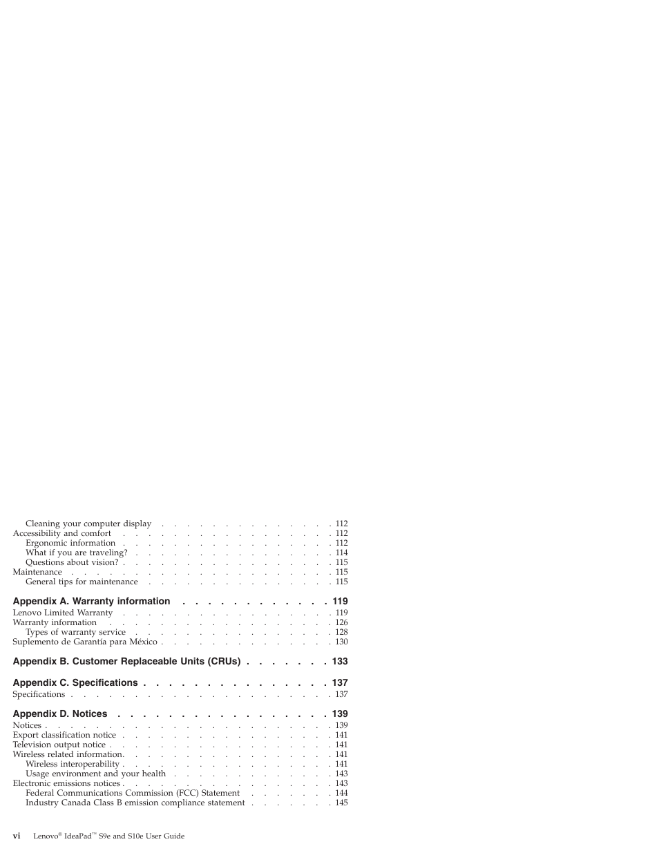 Lenovo IdeaPad S9e -FR User Manual | Page 6 / 176