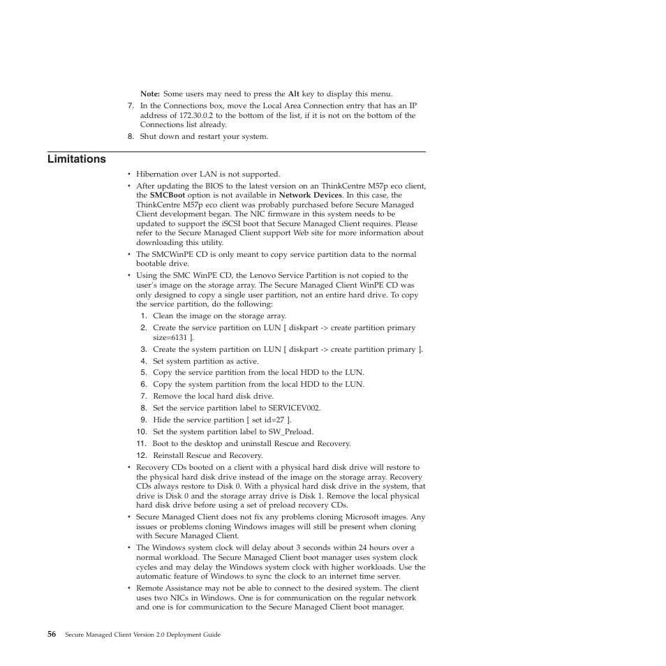 Limitations | Lenovo Secure Managed Client User Manual | Page 64 / 72