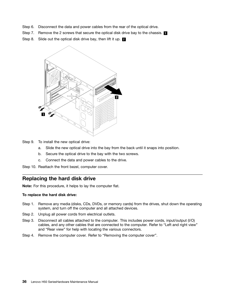 Replacing the hard disk drive | Lenovo H50-50 Desktop User Manual | Page 42 / 91