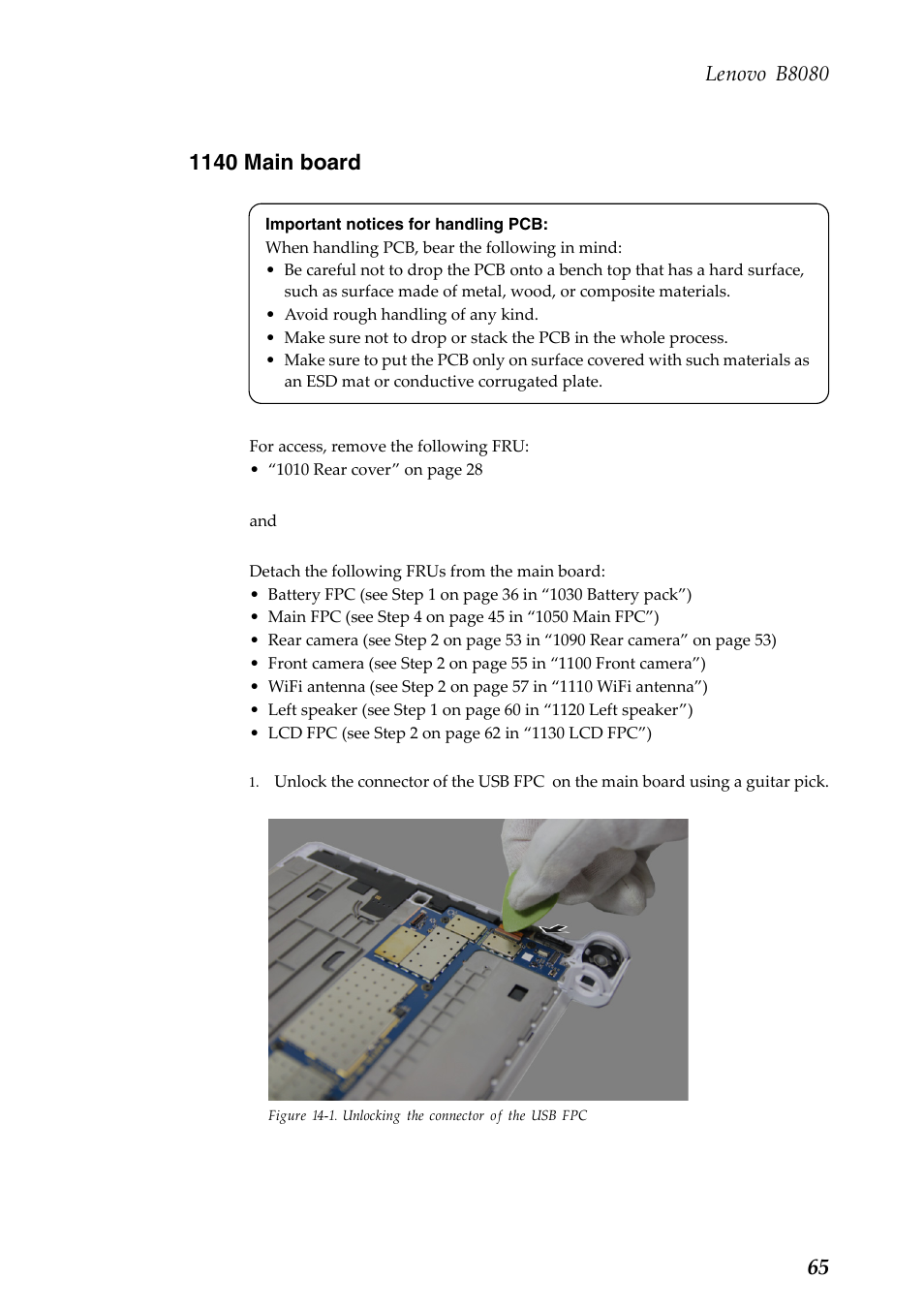 1140 main board, Lenovo b8080 | Lenovo Yoga Tablet 10 HD+ B8080 User Manual | Page 69 / 85