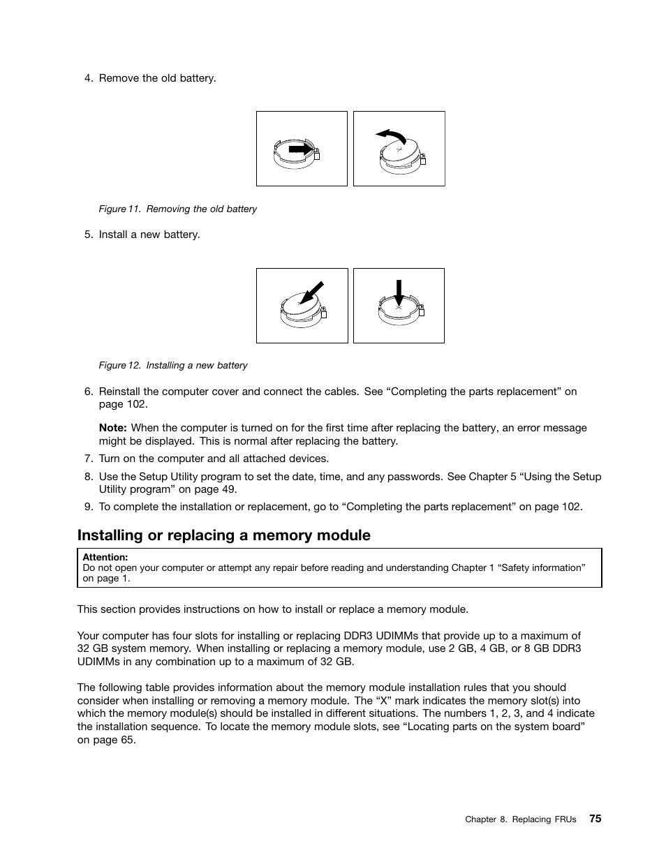 Installing or replacing a memory module | Lenovo M5800 Desktop User Manual | Page 81 / 120