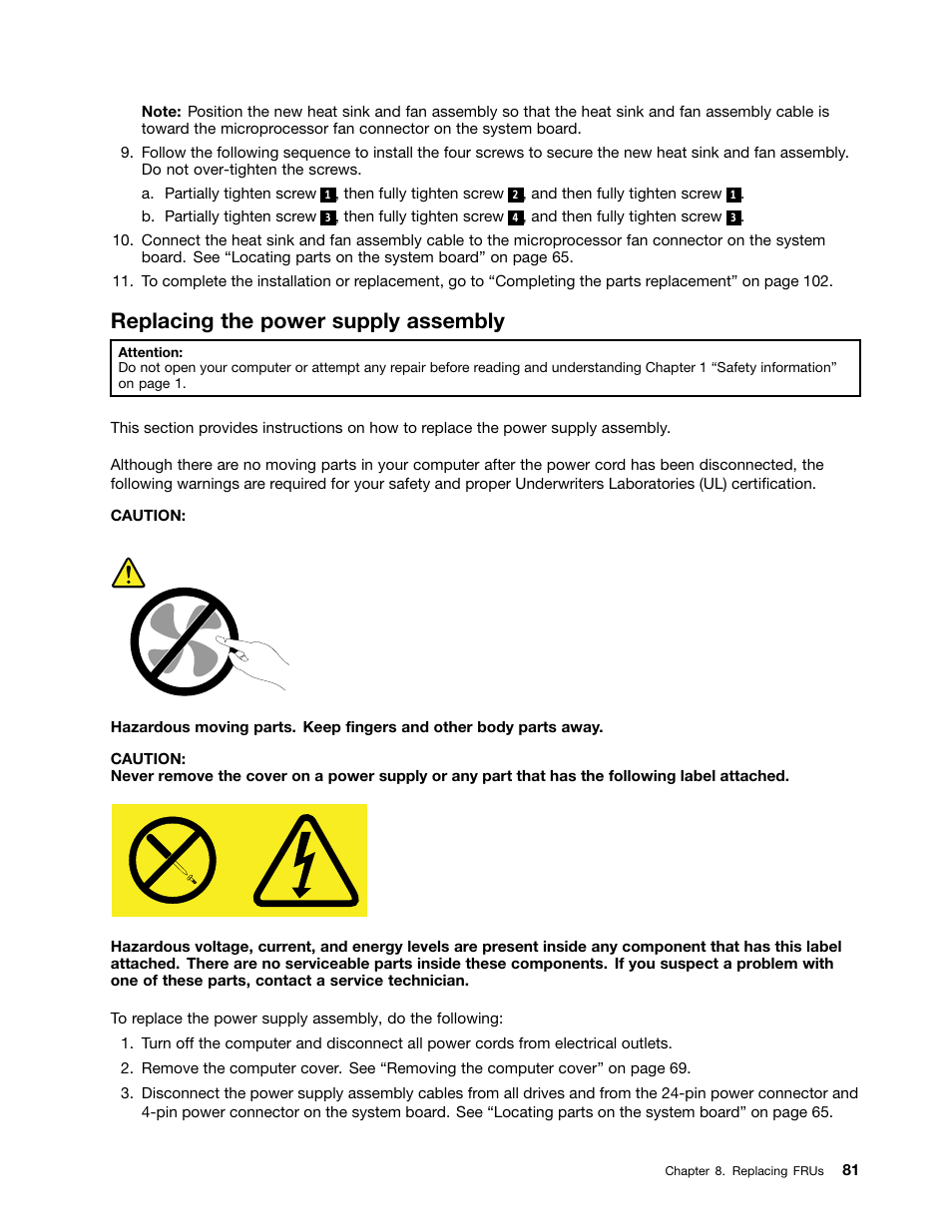 Replacing the power supply assembly | Lenovo M5800 Desktop User Manual | Page 87 / 120