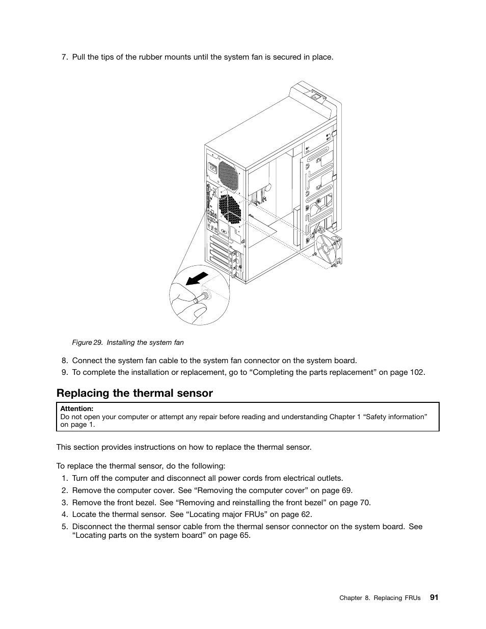Replacing the thermal sensor | Lenovo M5800 Desktop User Manual | Page 97 / 120