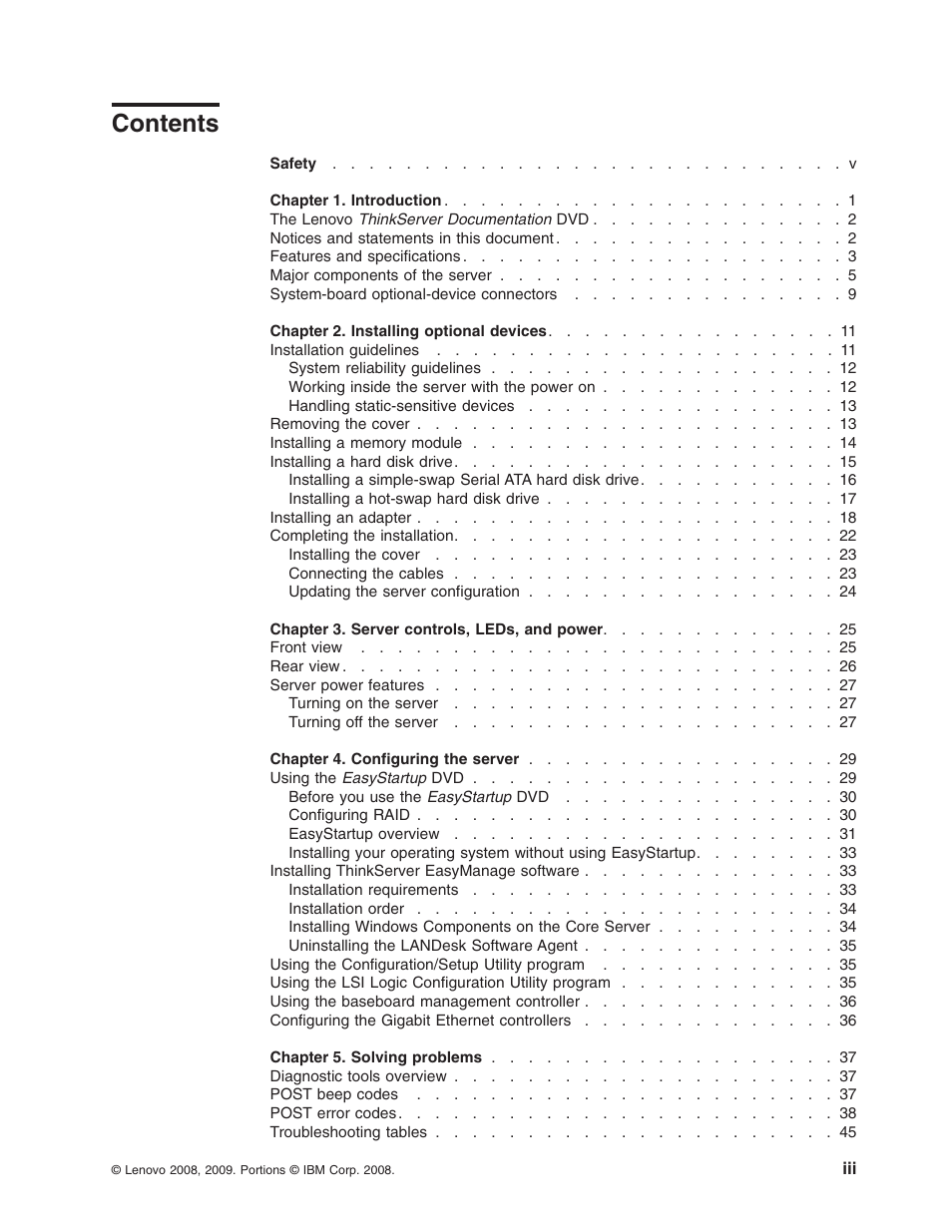 Lenovo ThinkServer RS110 User Manual | Page 5 / 90