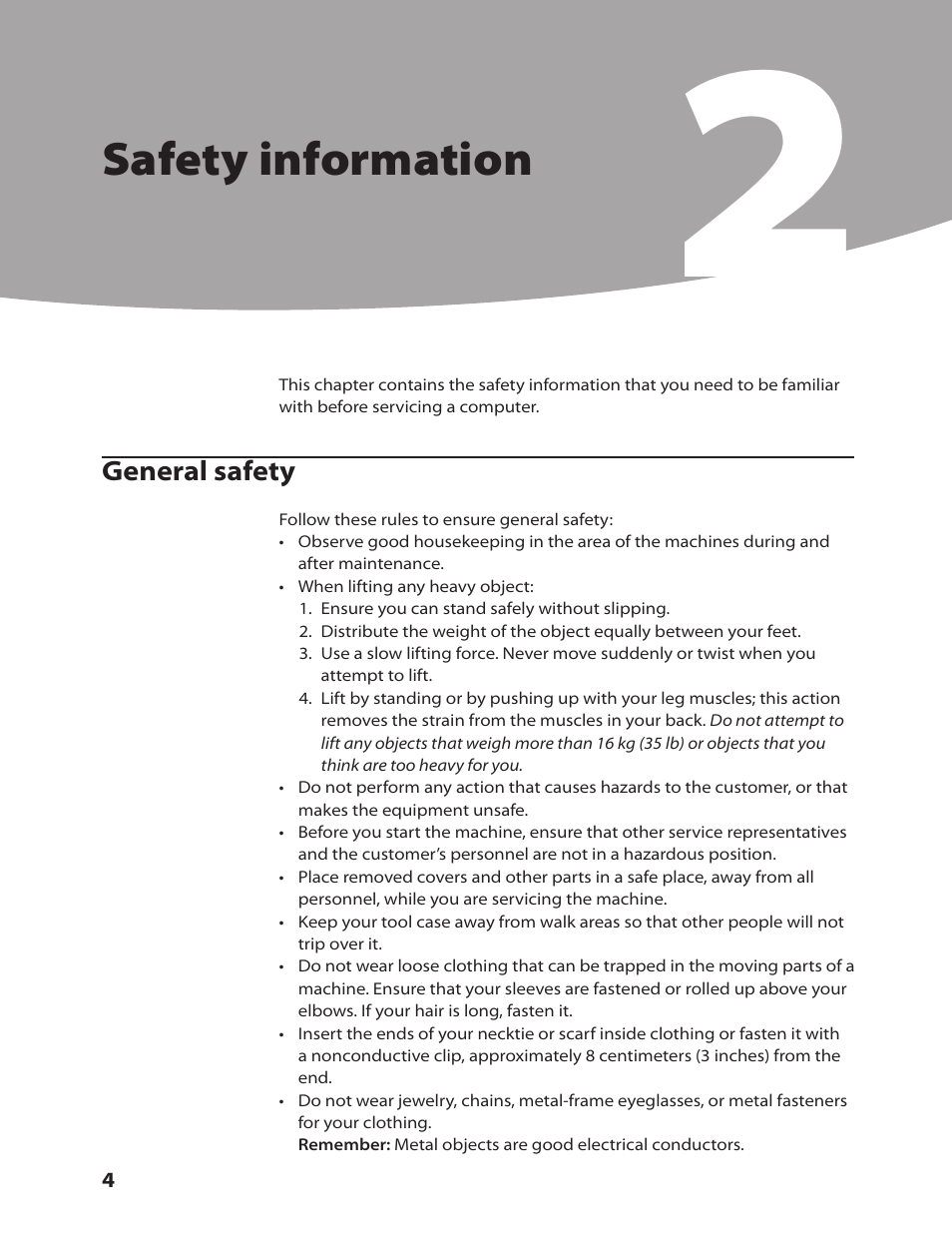 Safety information | Lenovo IdeaCentre K200 User Manual | Page 6 / 49