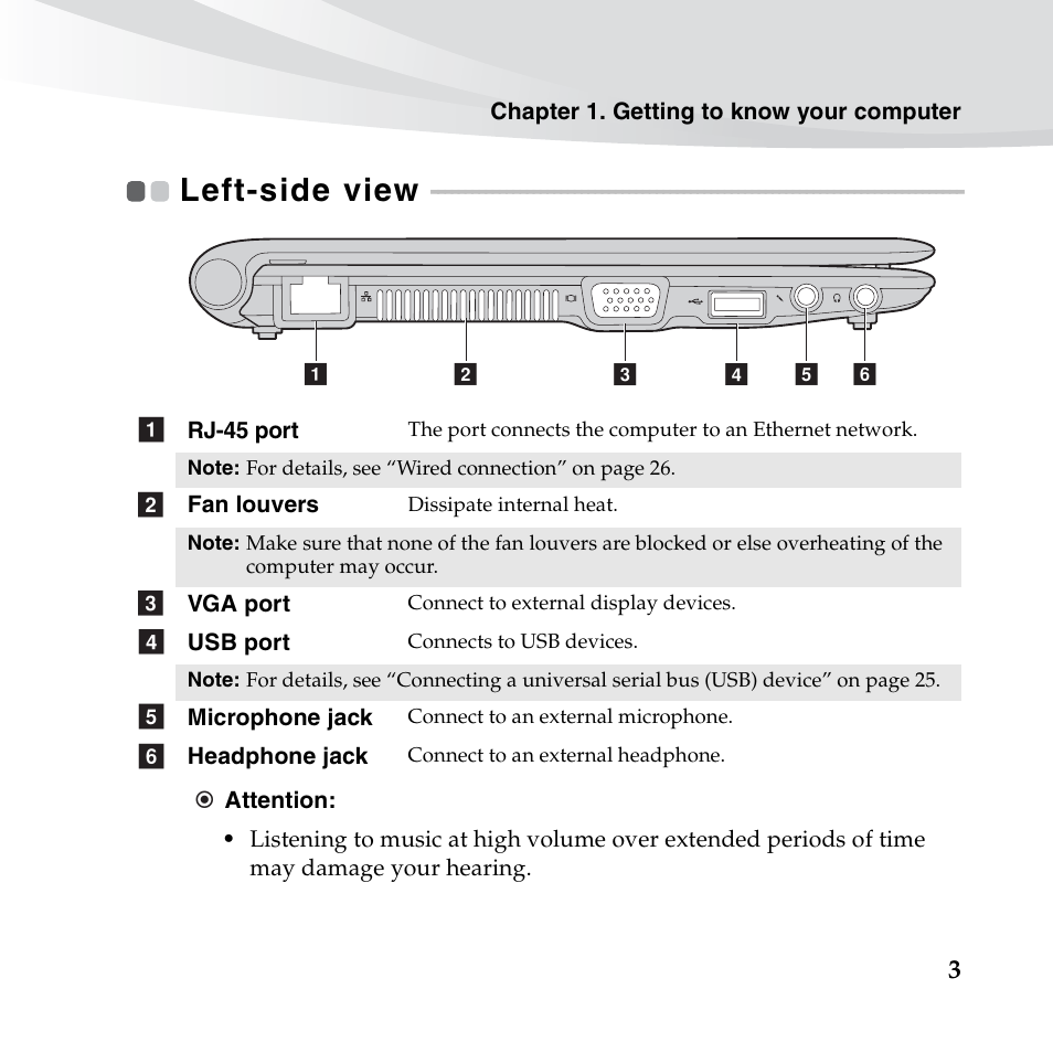 Left-side view | Lenovo IdeaPad S10-3c User Manual | Page 17 / 128