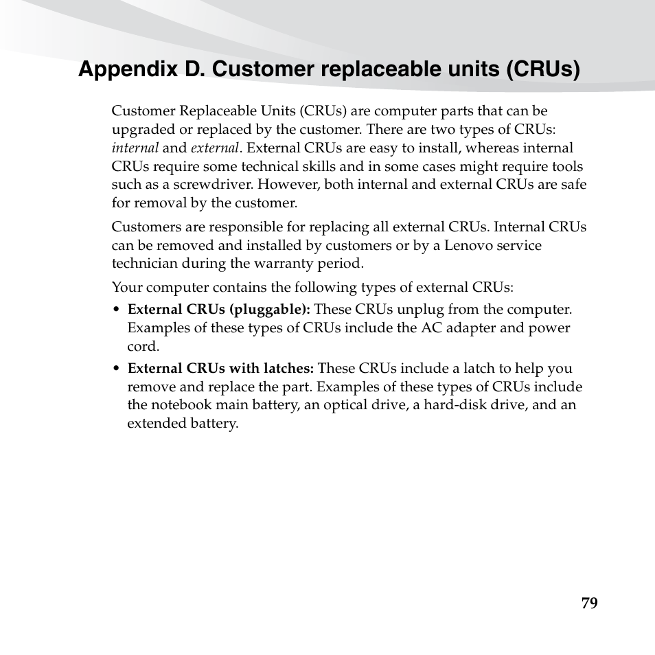 Appendix d. customer replaceable units (crus) | Lenovo IdeaPad S10-3c User Manual | Page 93 / 128