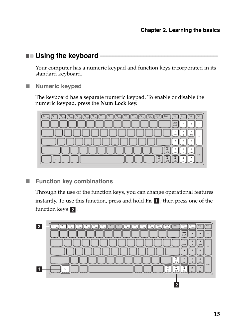 Using the keyboard | Lenovo IdeaPad N586 User Manual | Page 19 / 49