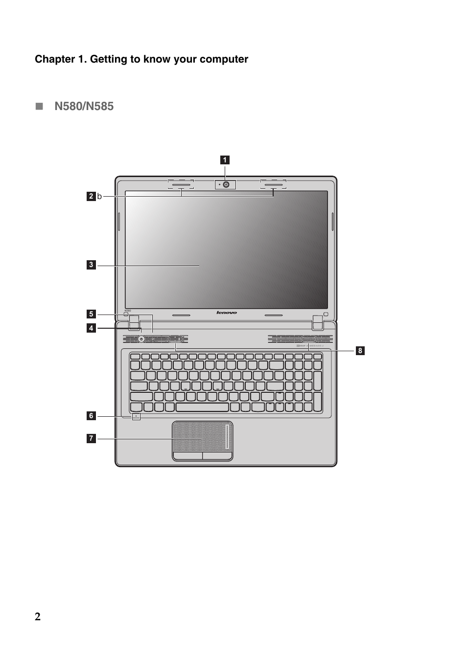 N580/n585, Chapter 1. getting to know your computer | Lenovo IdeaPad N586 User Manual | Page 6 / 49