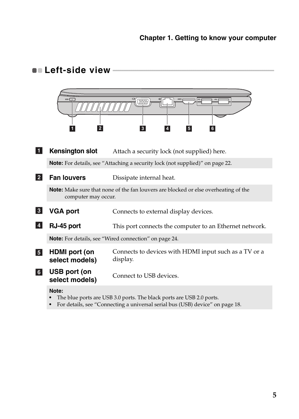 Left-side view | Lenovo IdeaPad N586 User Manual | Page 9 / 49