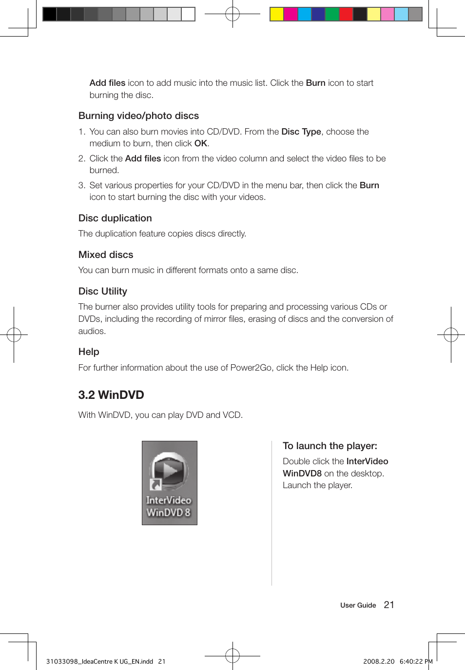 2 windvd | Lenovo IdeaCentre K210 User Manual | Page 26 / 41