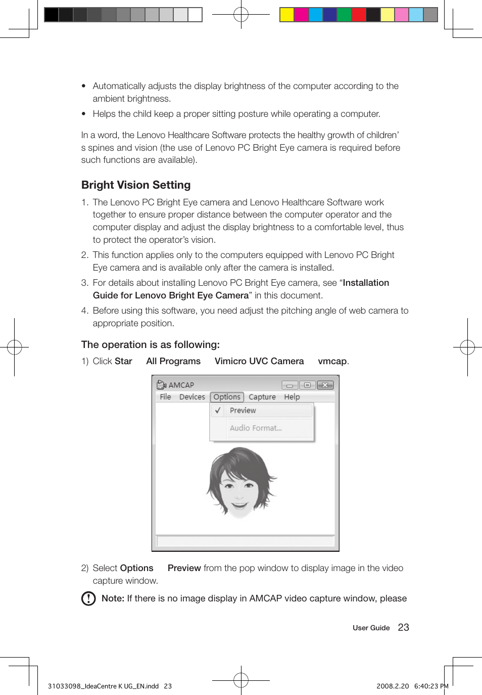 Bright vision setting | Lenovo IdeaCentre K210 User Manual | Page 28 / 41