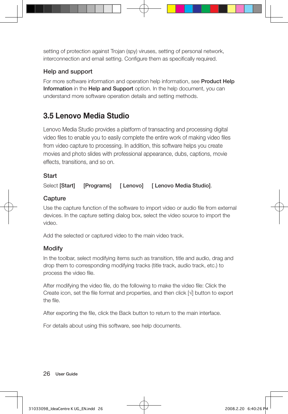 5 lenovo media studio | Lenovo IdeaCentre K210 User Manual | Page 31 / 41