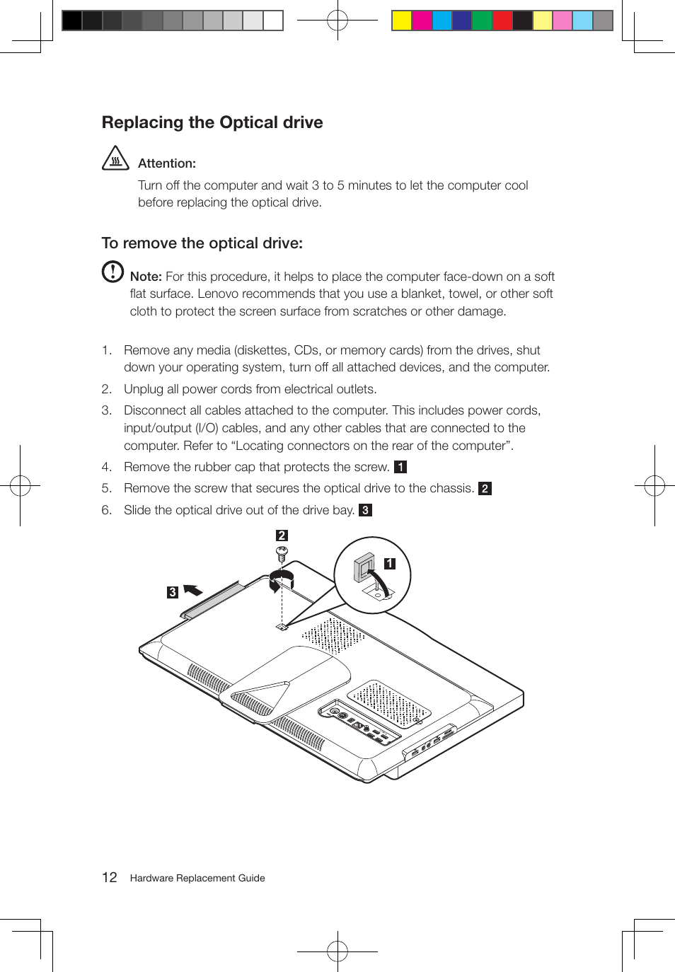 Replacing the optical drive | Lenovo IdeaCentre B310 User Manual | Page 15 / 25