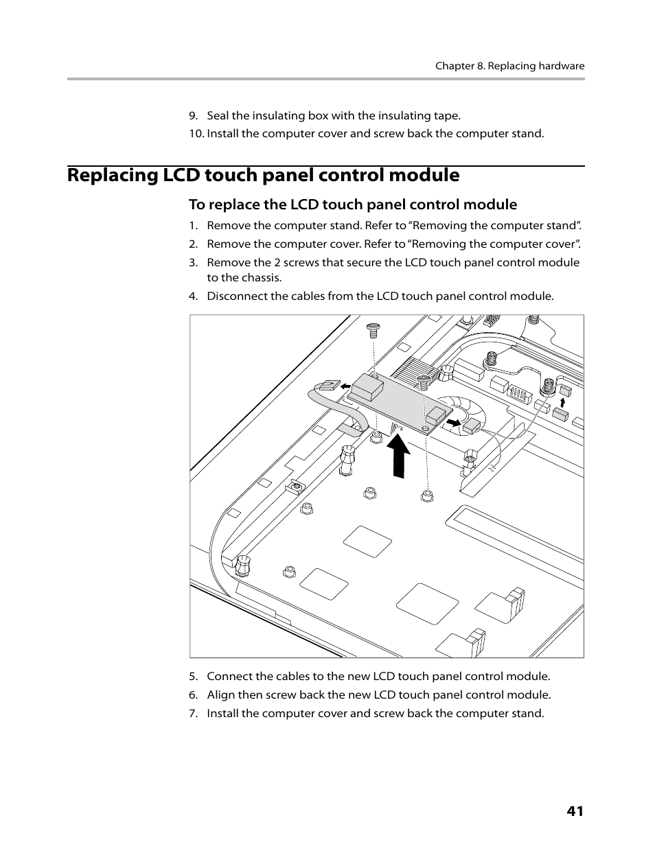 Replacing lcd touch panel control module | Lenovo C200 All-In-One User Manual | Page 43 / 56