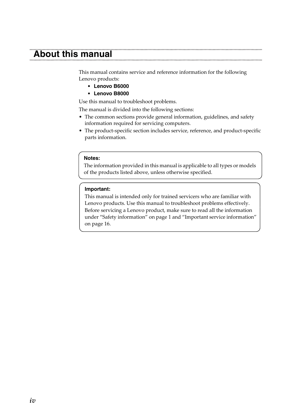 About this manual | Lenovo Yoga Tablet 8 B6000 User Manual | Page 4 / 72