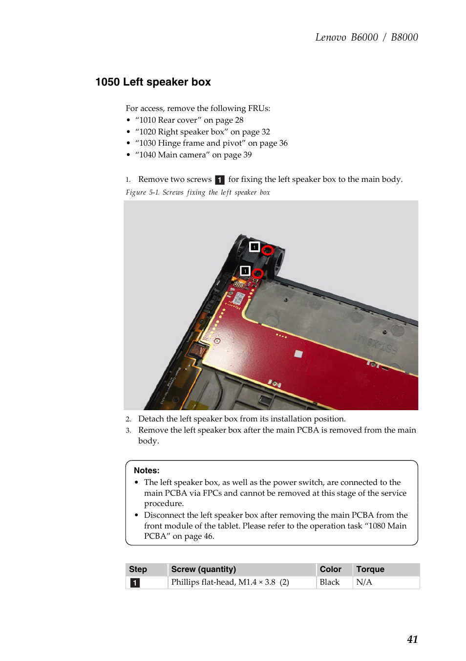 1050 left speaker box | Lenovo Yoga Tablet 8 B6000 User Manual | Page 45 / 72
