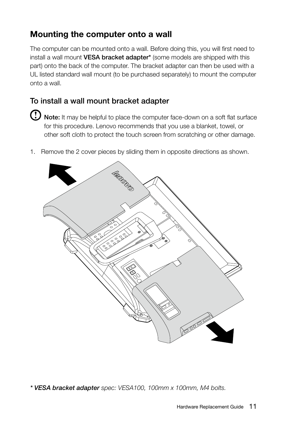 Mounting the computer onto a wall | Lenovo IdeaCentre B520 User Manual | Page 16 / 29