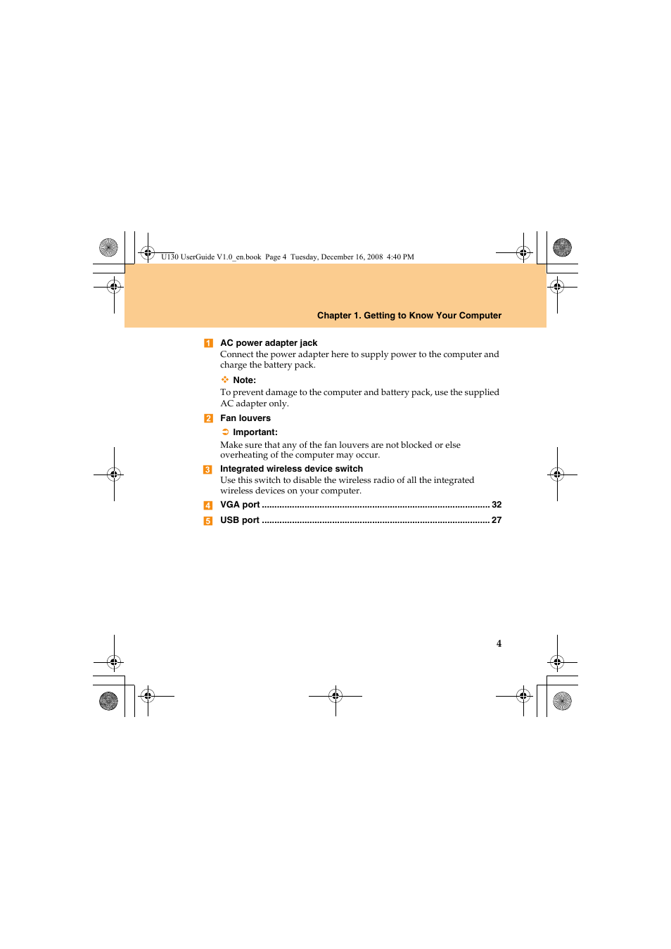 Lenovo IdeaPad U130 User Manual | Page 13 / 136