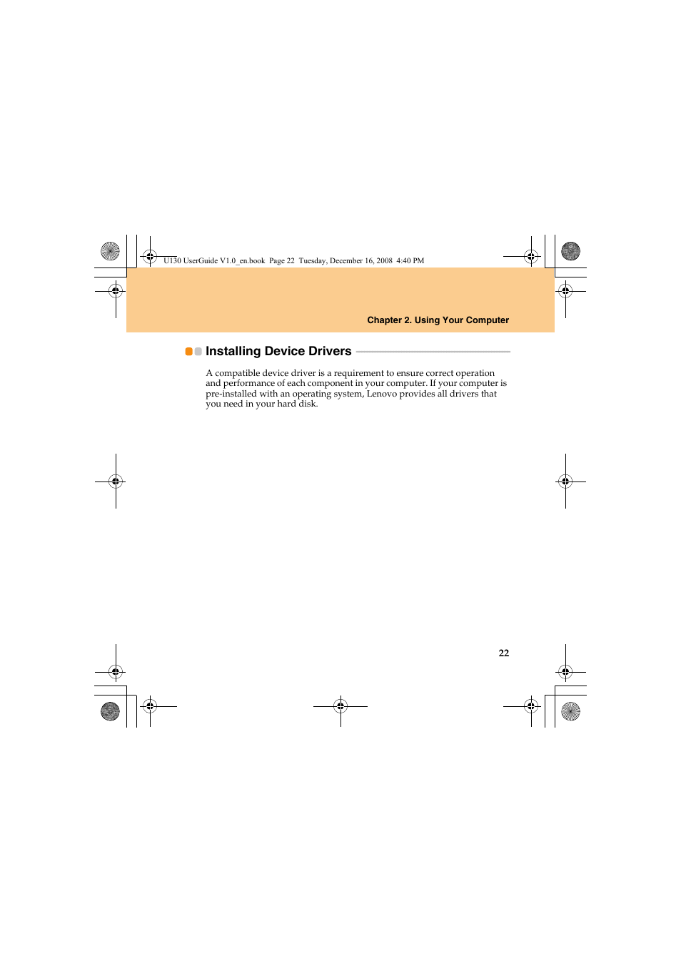 Installing device drivers | Lenovo IdeaPad U130 User Manual | Page 31 / 136