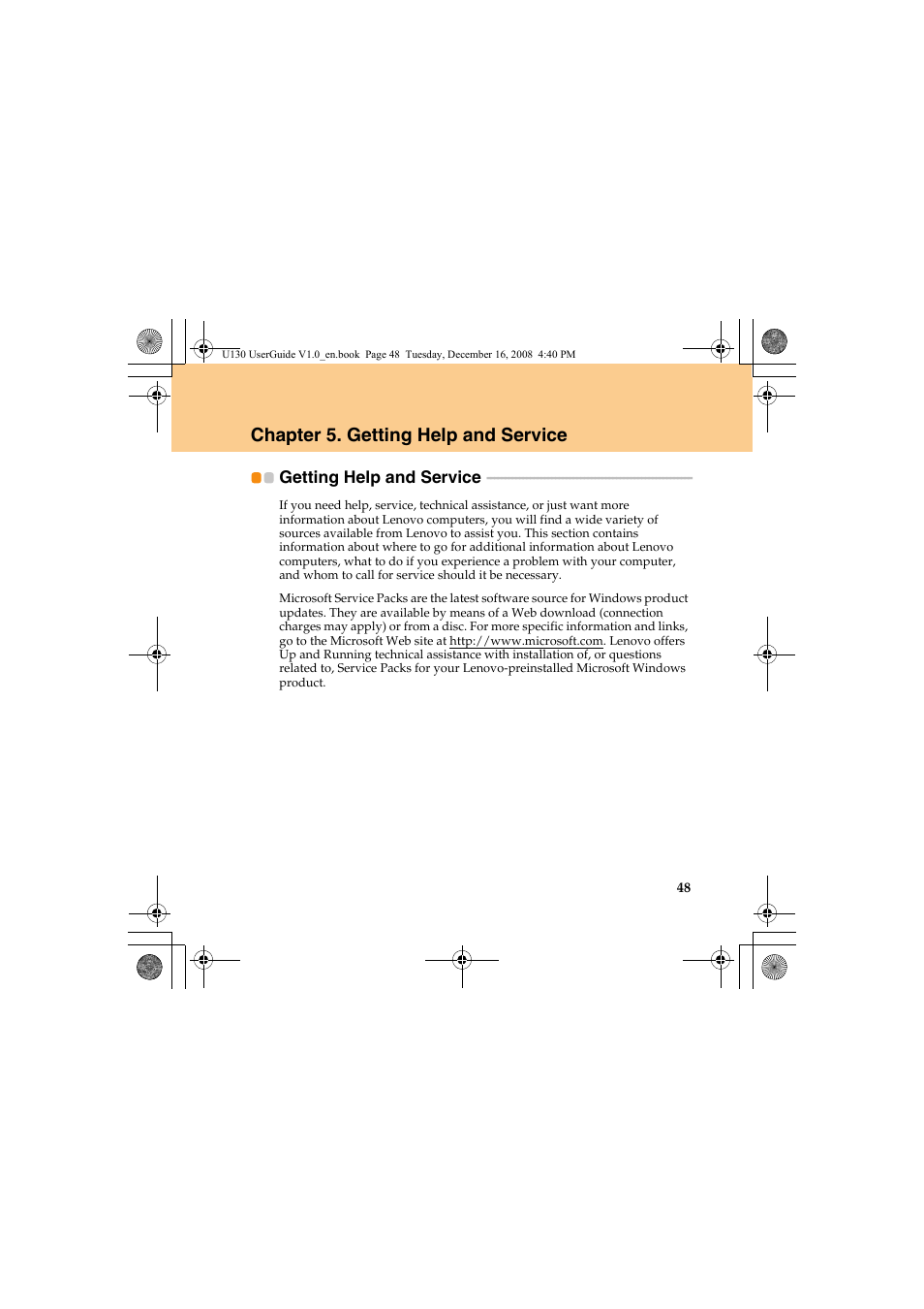 Chapter 5. getting help and service, Getting help and service | Lenovo IdeaPad U130 User Manual | Page 57 / 136