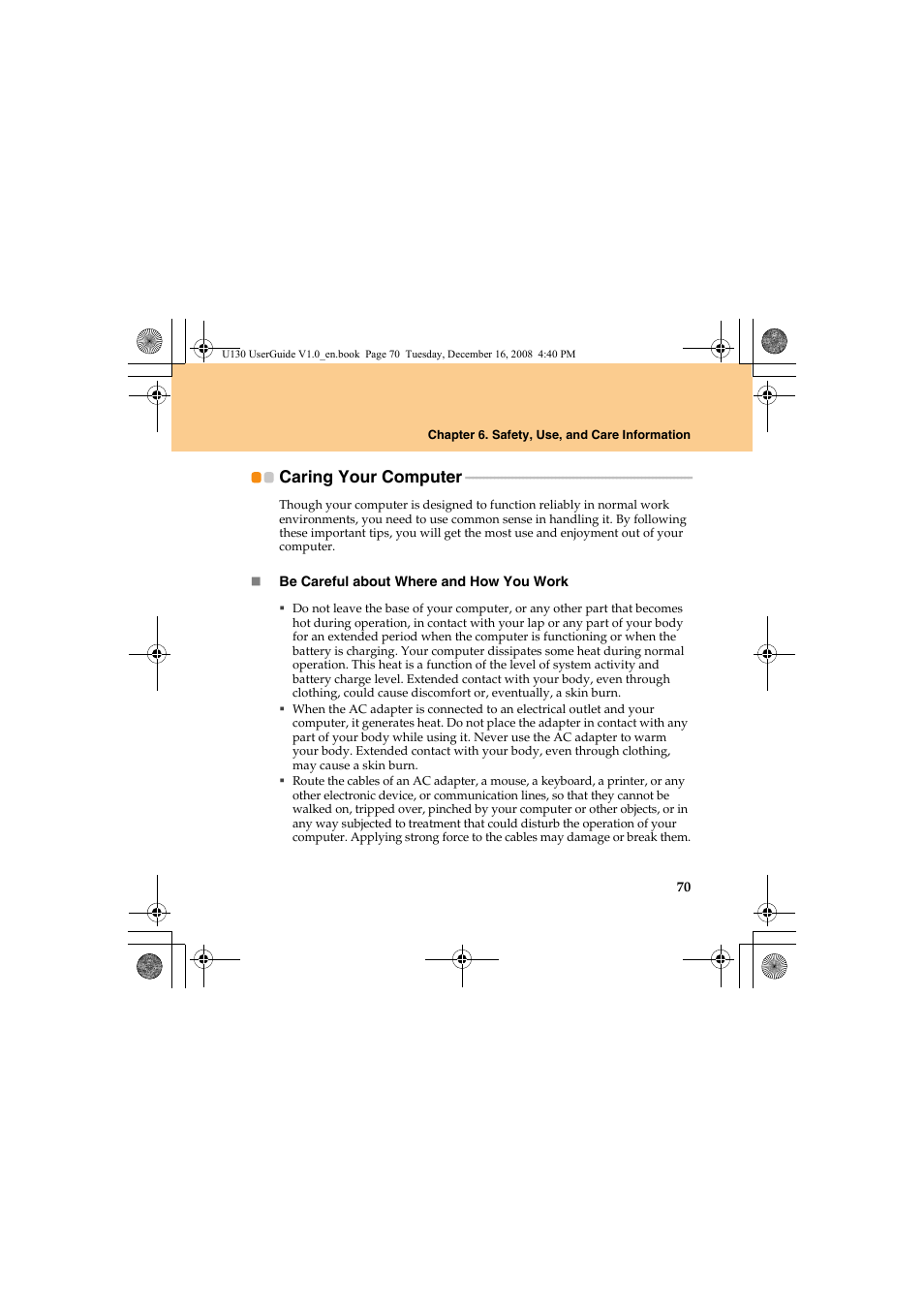 Caring your computer | Lenovo IdeaPad U130 User Manual | Page 79 / 136