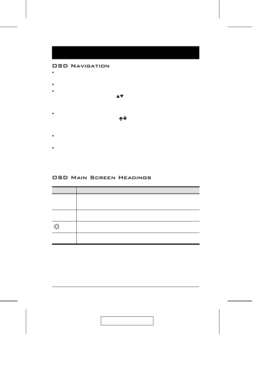 Osd navigation, Osd main screen headings | ATEN CS-1754 CS-1758 User Manual | Page 35 / 55