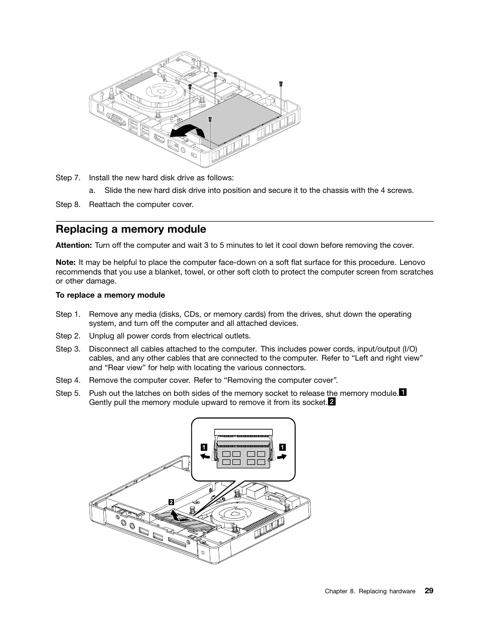 Replacing a memory module | Lenovo IdeaCentre Q180 User Manual | Page 35 / 43