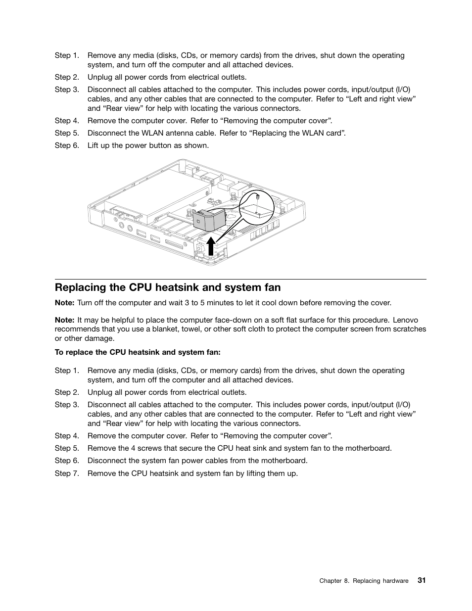 Replacing the cpu heatsink and system fan | Lenovo IdeaCentre Q180 User Manual | Page 37 / 43