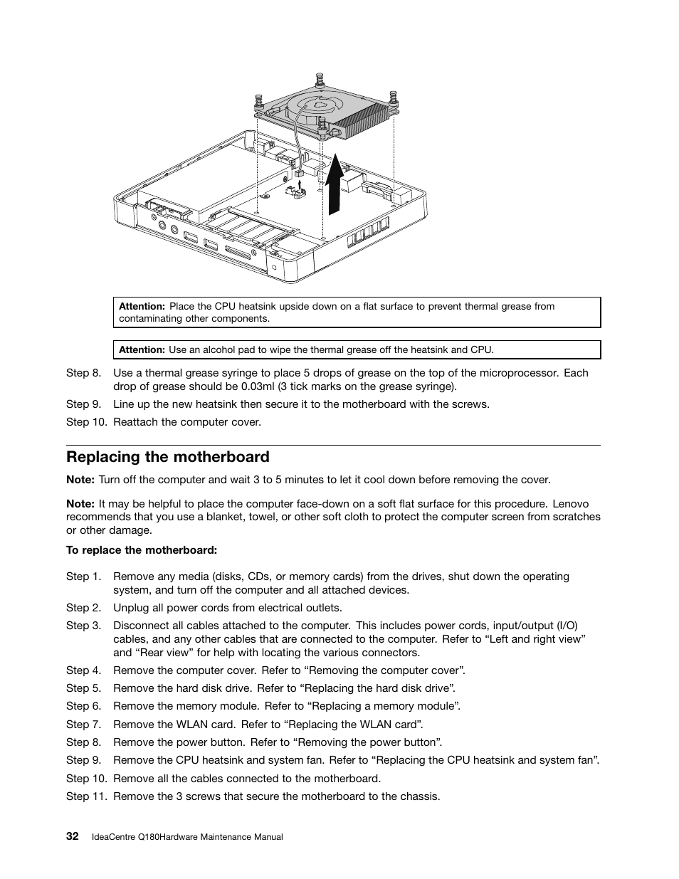 Replacing the motherboard | Lenovo IdeaCentre Q180 User Manual | Page 38 / 43