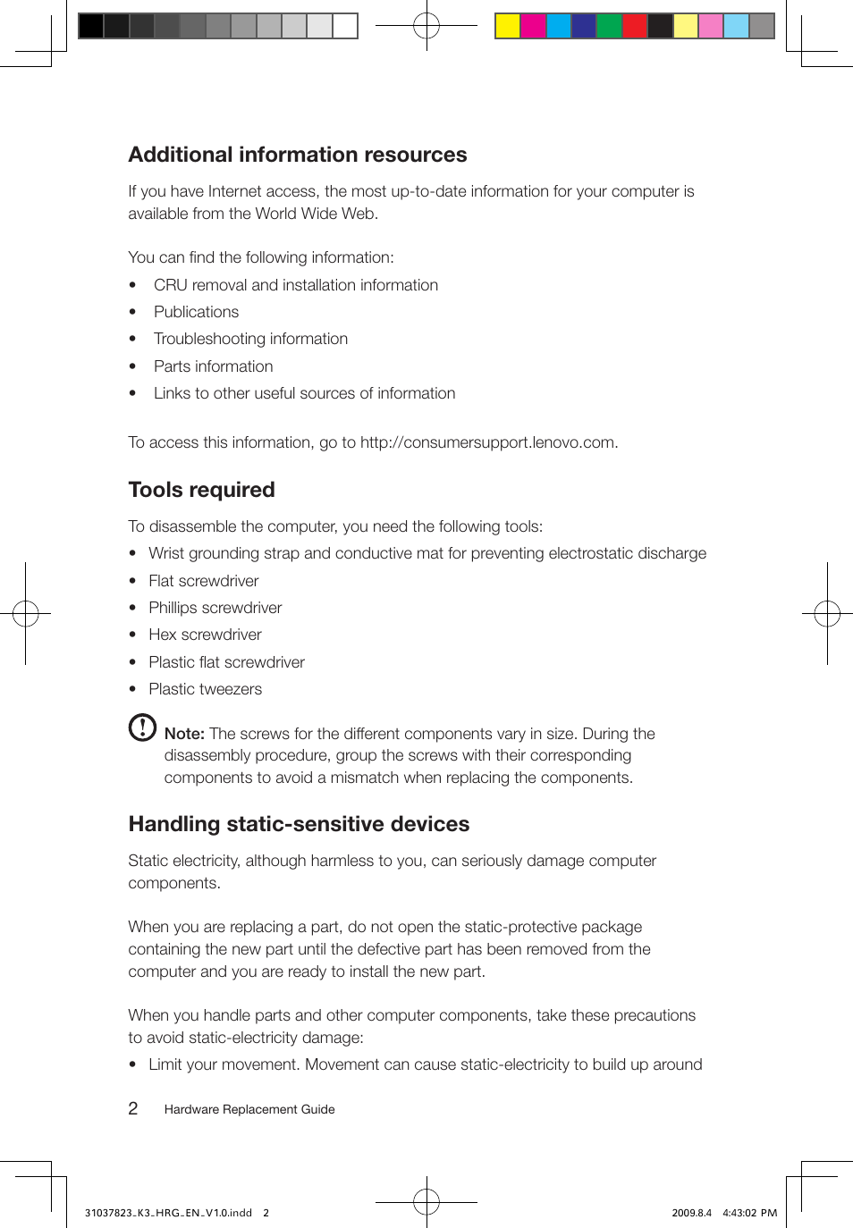 Additional information resources, Tools required, Handling static-sensitive devices | Lenovo IdeaCentre K300 User Manual | Page 5 / 37