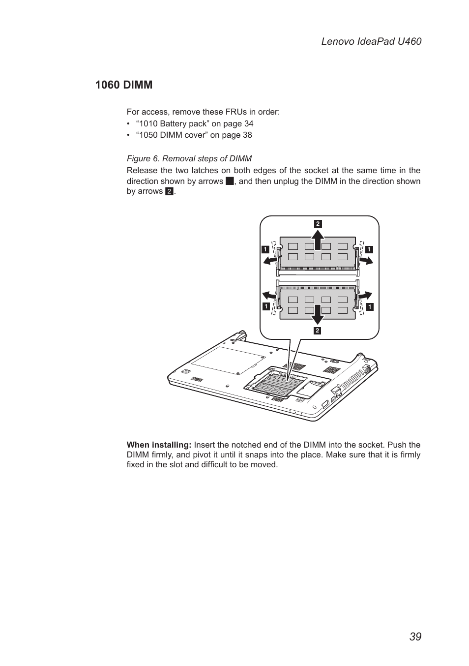 1060 dimm, Lenovo ideapad u460 | Lenovo IdeaPad U460s User Manual | Page 43 / 88