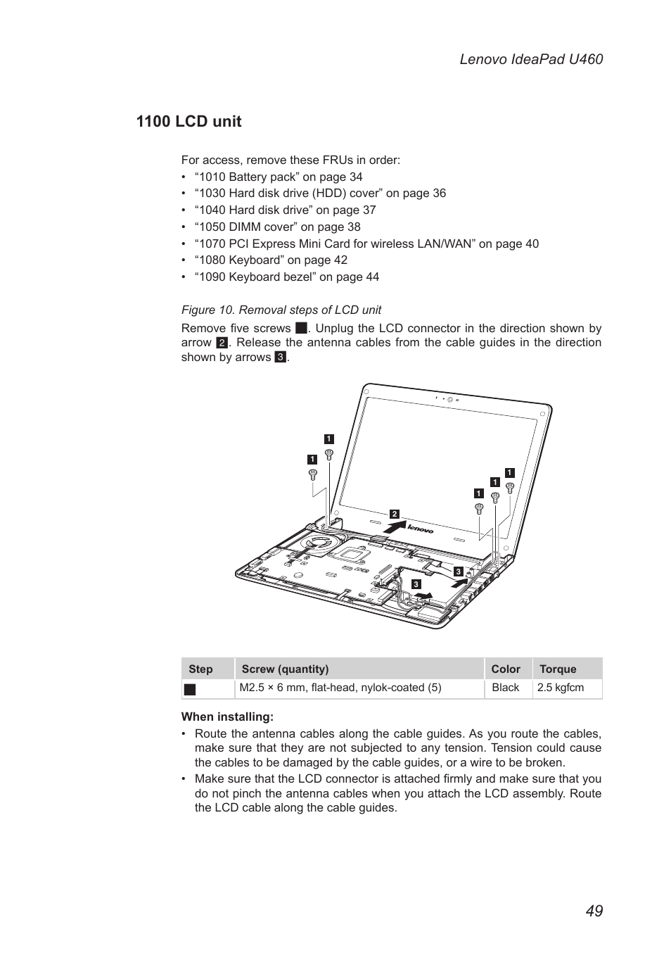 1100 lcd unit, Lenovo ideapad u460 | Lenovo IdeaPad U460s User Manual | Page 53 / 88