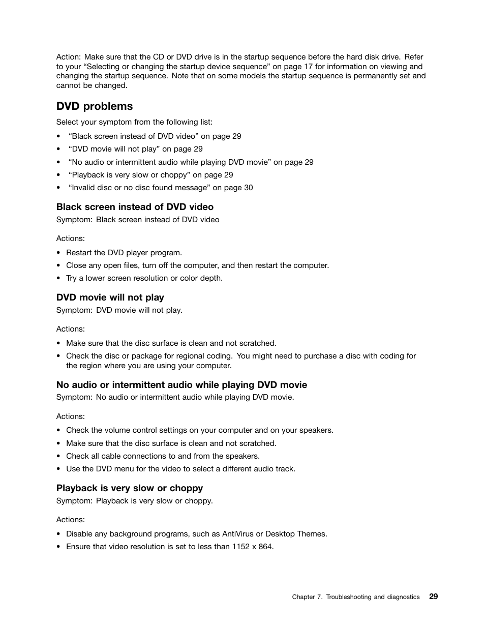 Dvd problems | Lenovo S710 All-in-One User Manual | Page 39 / 66