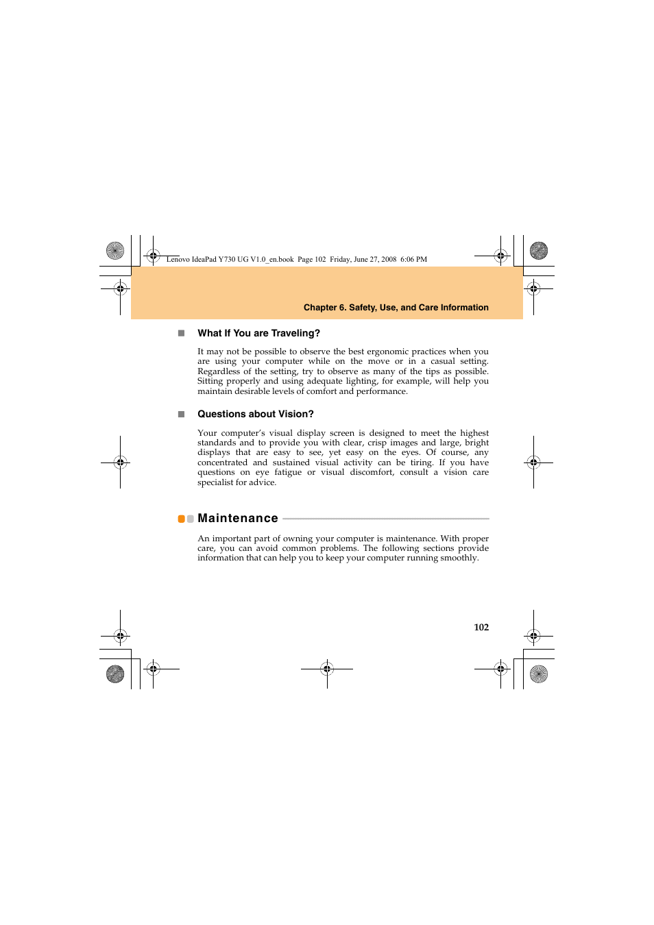Maintenance | Lenovo IdeaPad Y730 User Manual | Page 111 / 156