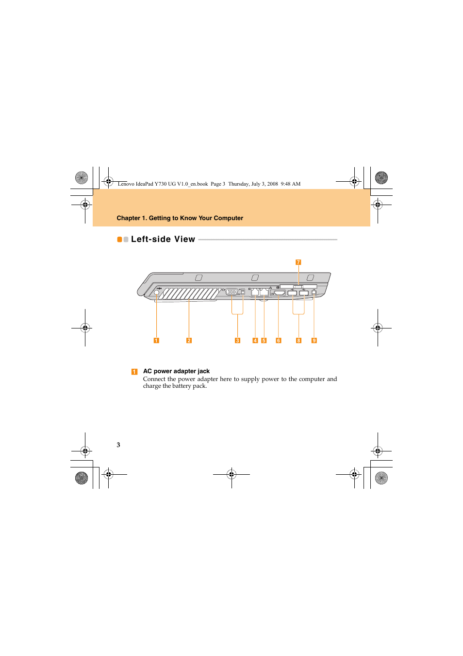 Left-side view | Lenovo IdeaPad Y730 User Manual | Page 12 / 156
