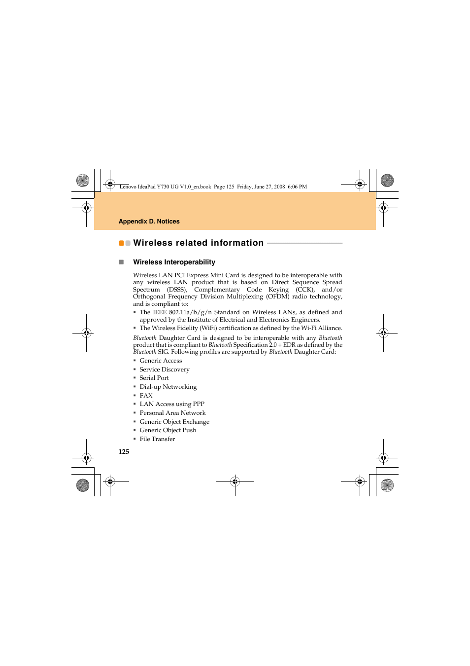 Wireless related information | Lenovo IdeaPad Y730 User Manual | Page 134 / 156
