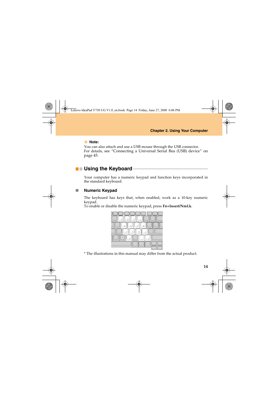 Using the keyboard | Lenovo IdeaPad Y730 User Manual | Page 23 / 156