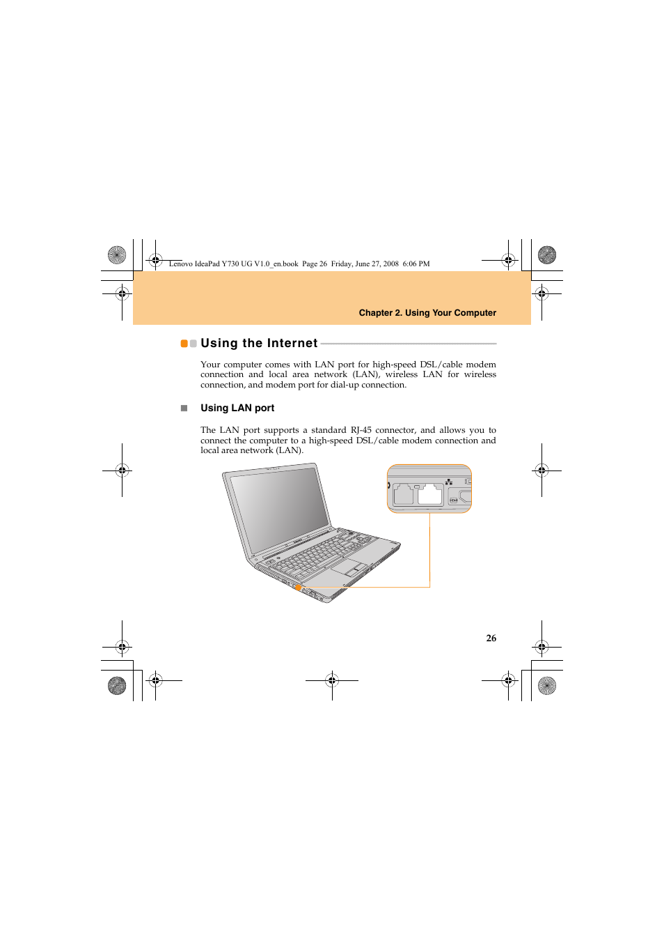 Using the internet | Lenovo IdeaPad Y730 User Manual | Page 35 / 156
