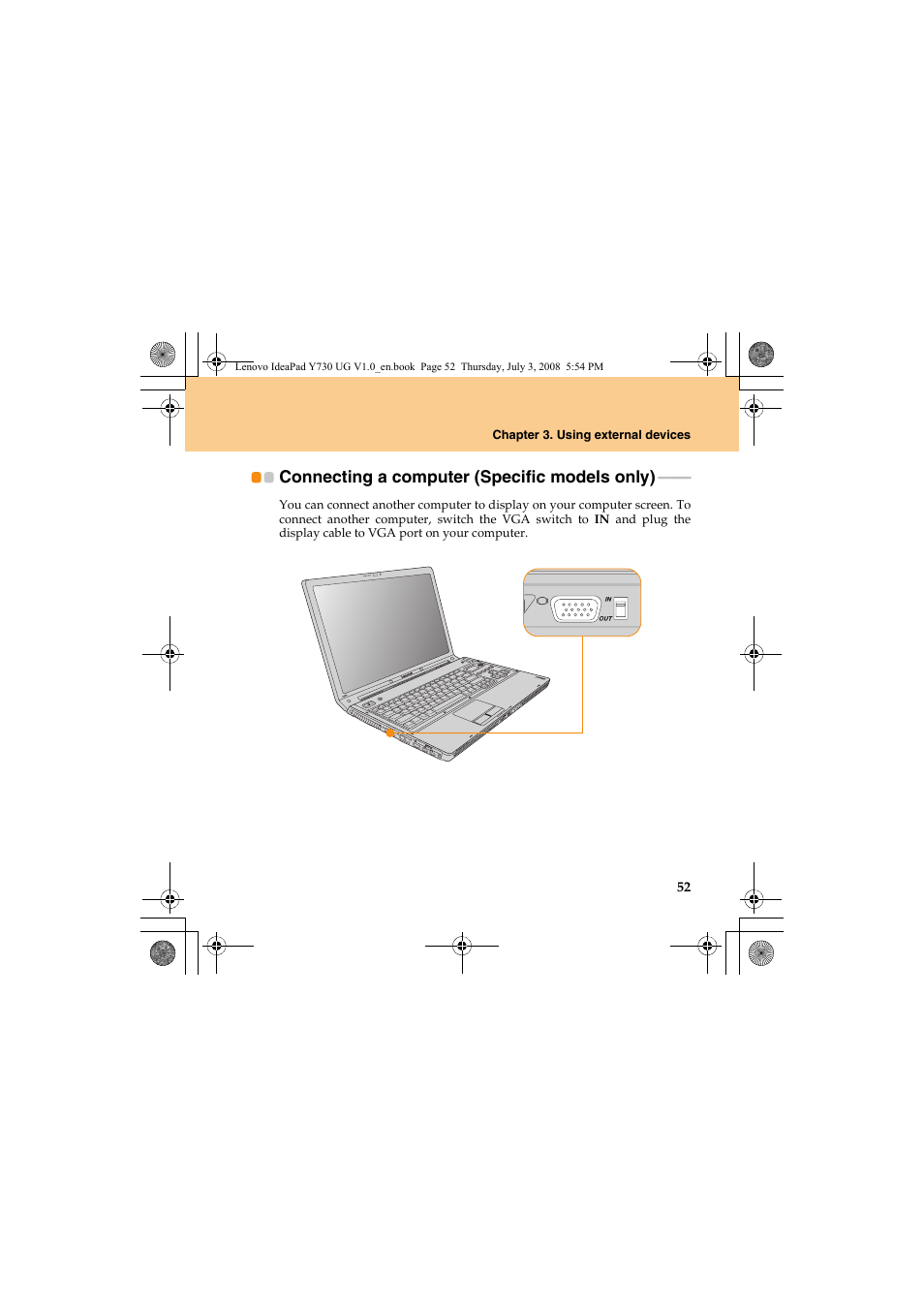 Connecting a computer (specific models only) | Lenovo IdeaPad Y730 User Manual | Page 61 / 156