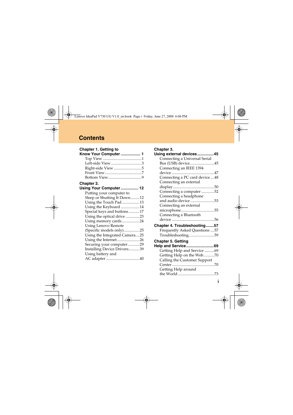 Lenovo IdeaPad Y730 User Manual | Page 7 / 156