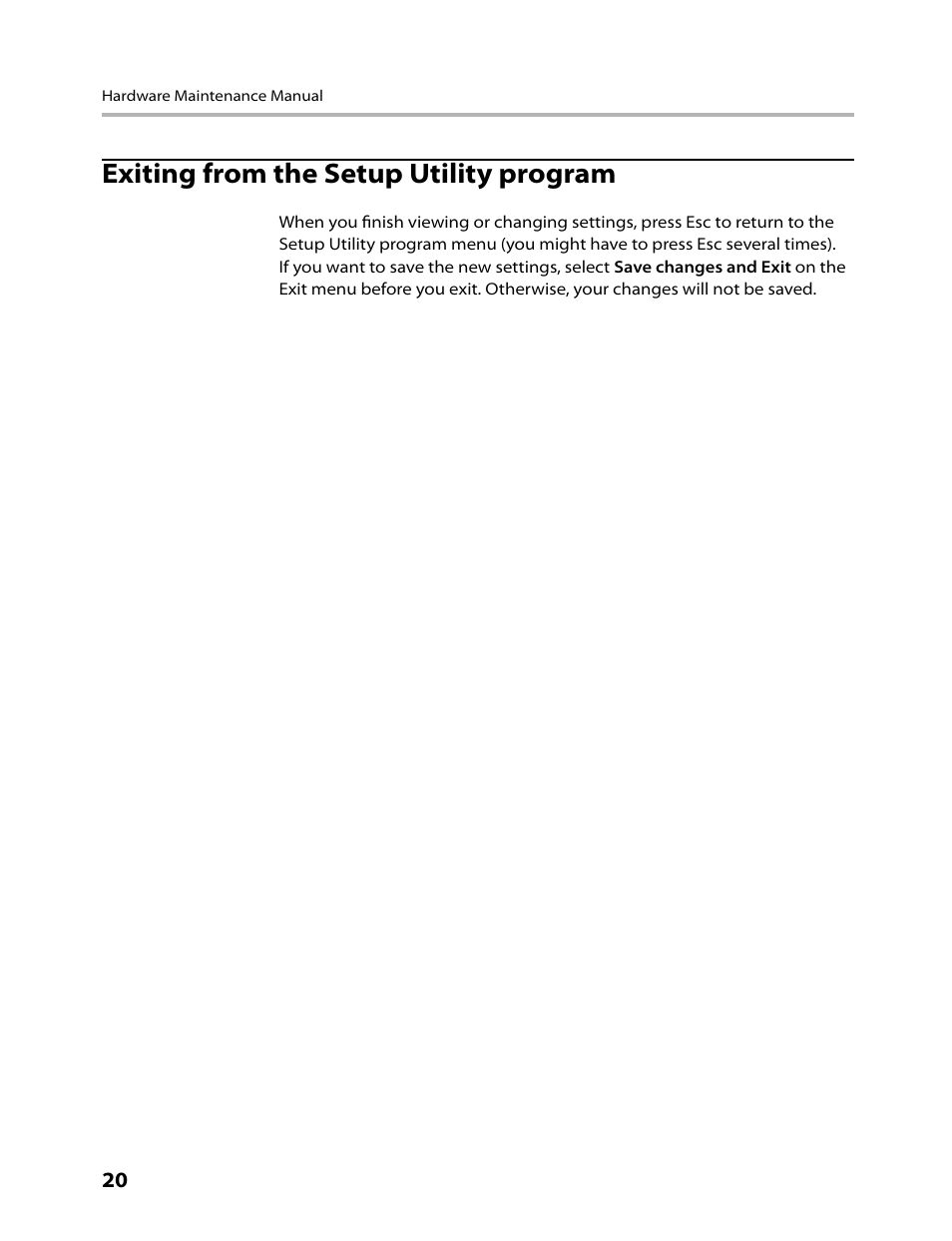 Exiting from the setup utility program | Lenovo IdeaCentre A700 User Manual | Page 22 / 59