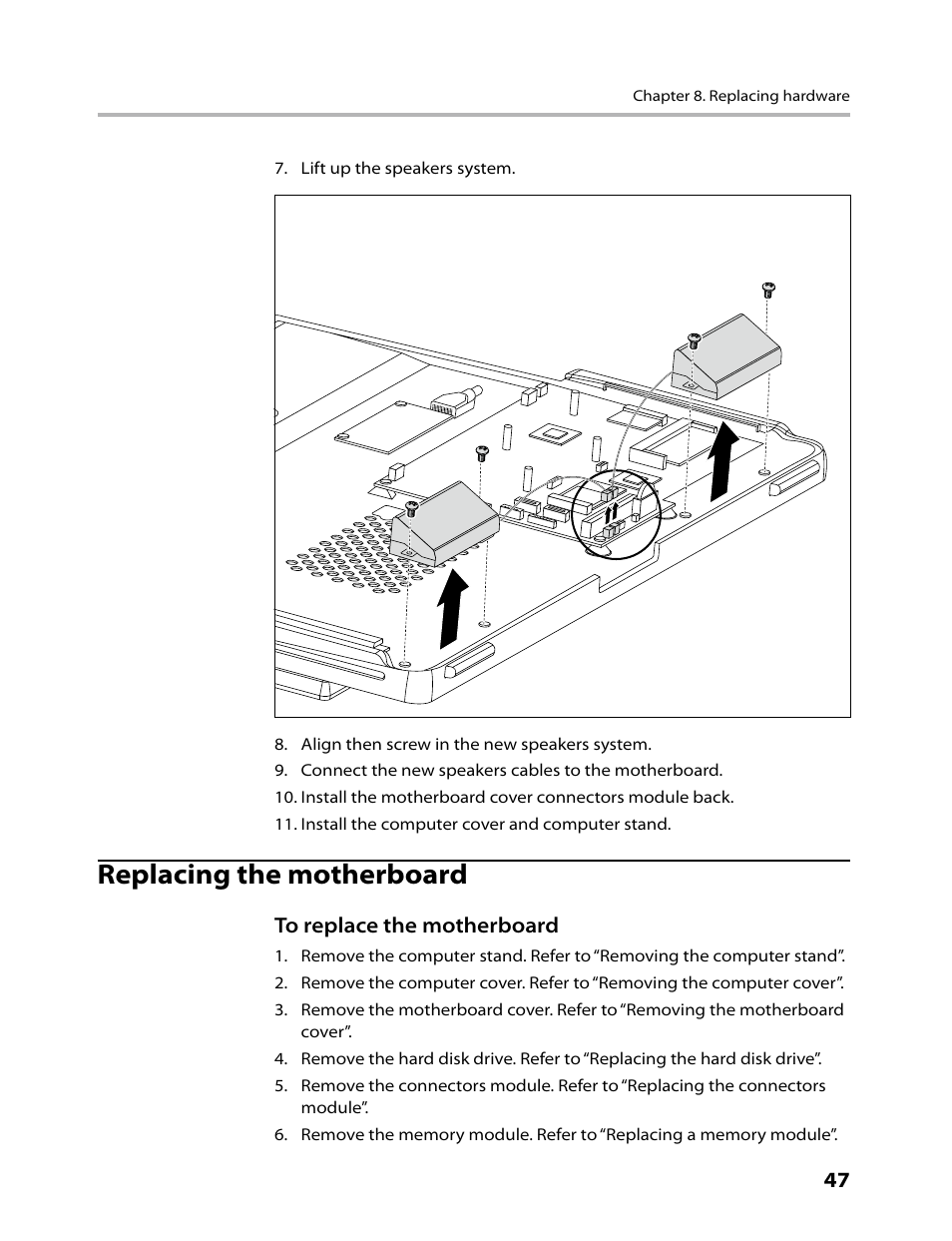Replacing the motherboard | Lenovo IdeaCentre A700 User Manual | Page 49 / 59