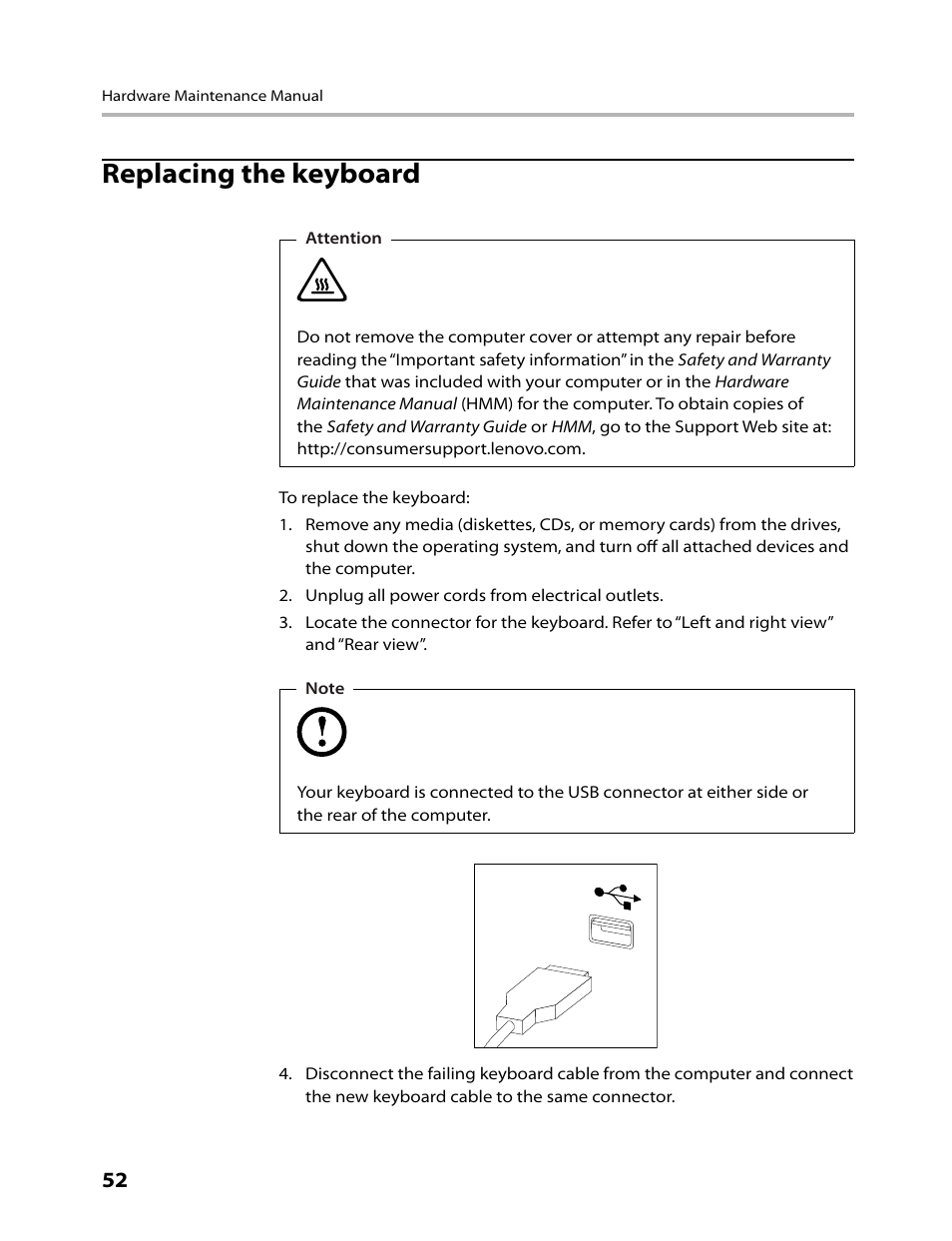 Replacing the keyboard | Lenovo IdeaCentre A700 User Manual | Page 54 / 59