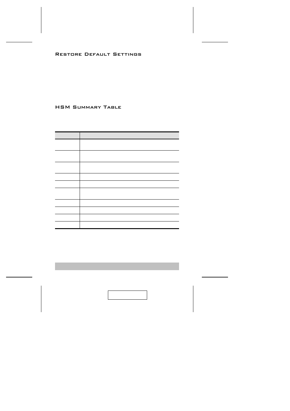 Restore default settings, Hsm summary table | ATEN ATEN Petite CS-64U User Manual | Page 15 / 20