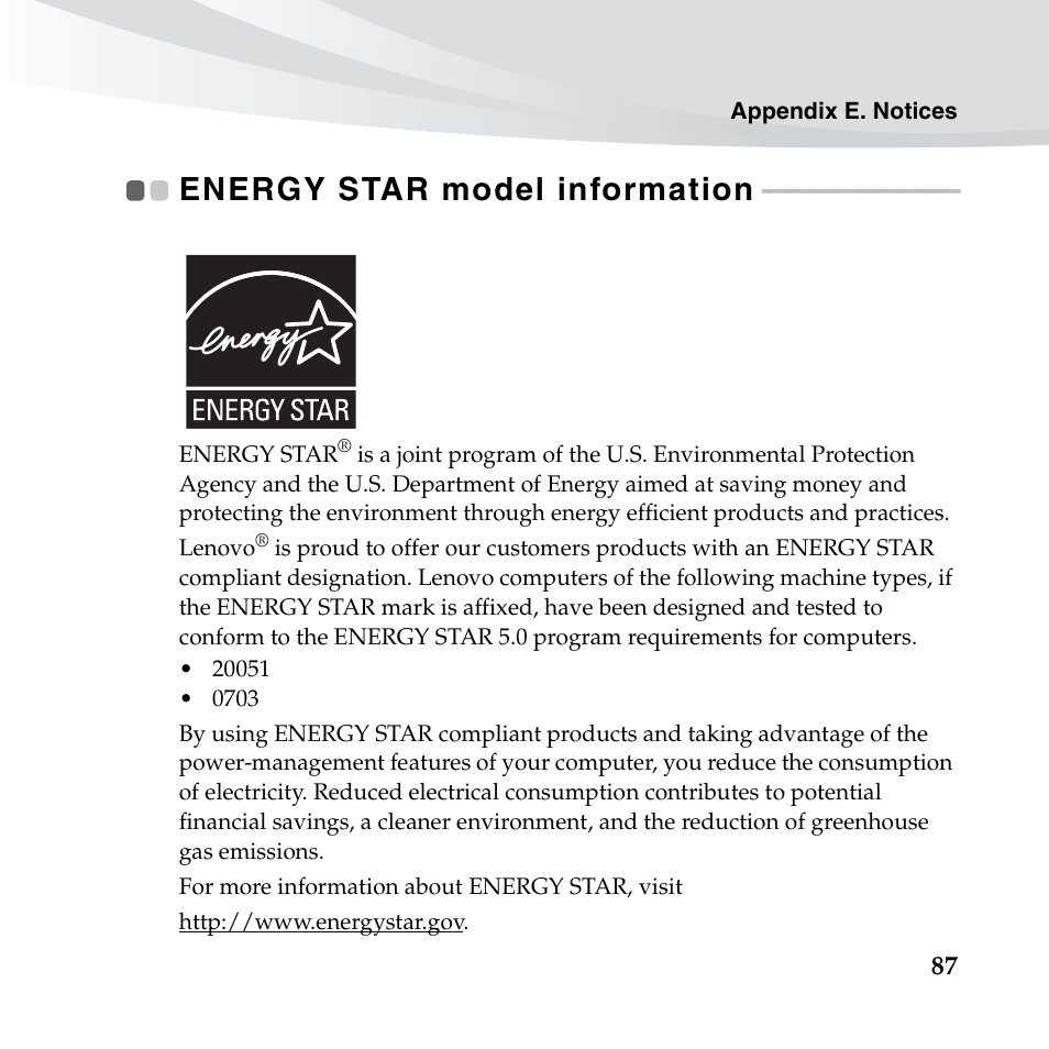 Energy star model information | Lenovo IdeaPad S10-3s User Manual | Page 101 / 130